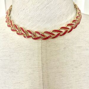 Napier vintage red enamel link necklace